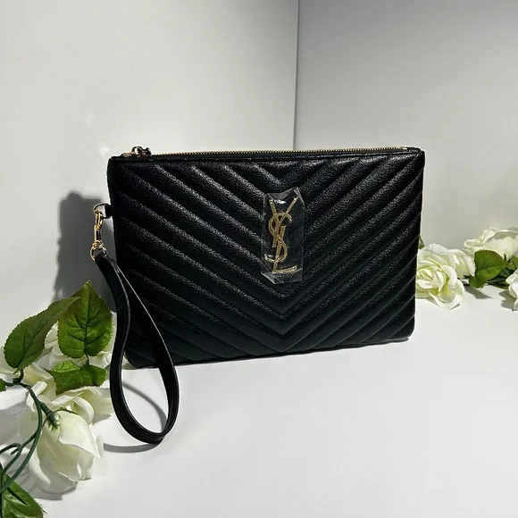 Black YSL Monogram Small Pouch - Picture 3 of 11